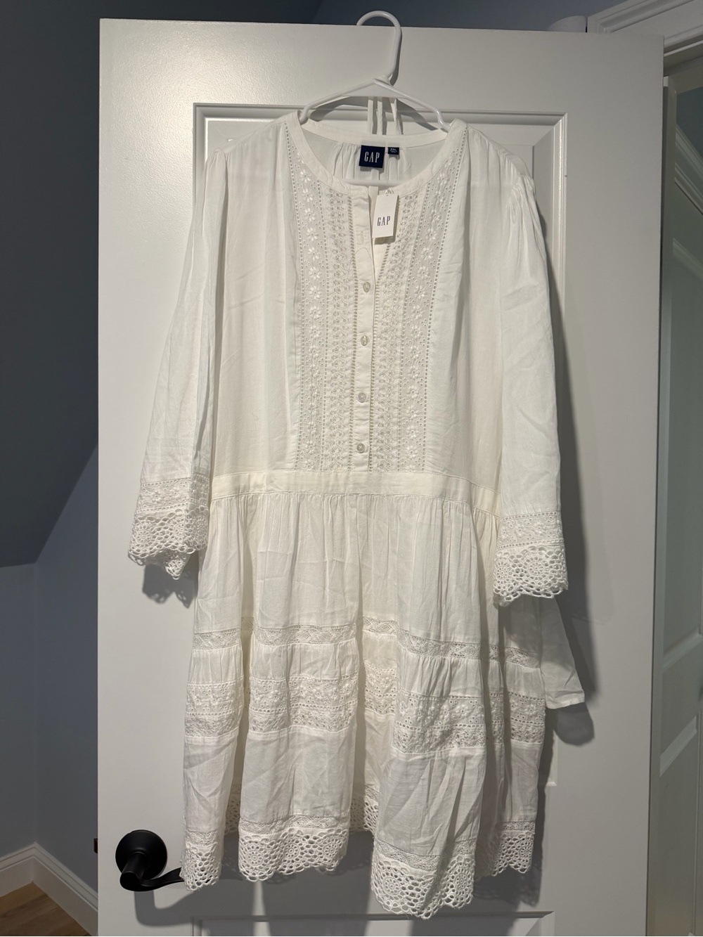 NWT - GAP White Lace-Trim Mini Dress